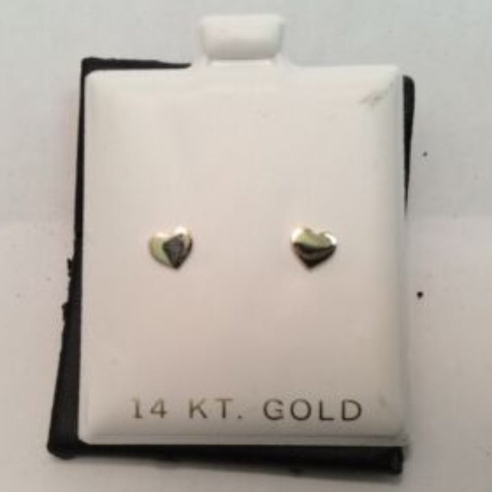 Baby Girls 14K Yellow Real Gold Heart Screw Back Stud Post Earrings small